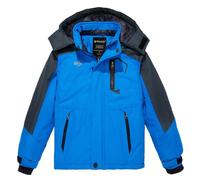 Wantdo Chaqueta de Esquí Impermeable Montaña Abrigo Windbreaker Paño Grueso Parka Resistente al Agua para Acampar Viajar Chaqueta Cremallera para Niño Azul Lago Claro 140-146