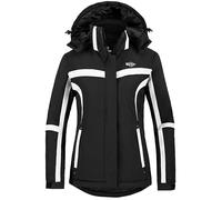 Wantdo Chaqueta de Senderismo Deportiva Invierno Abrigo de Lana para Exteriores Chaqueta de Esquí Antiviento Impermeable Parka Cálida Forro Polar con Capucha para Mujer Negro S