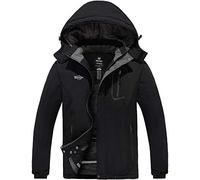 Wantdo Chaquetas de Montaña de Senderismo Chaquetas de Esquí Antiviento Resistente al Agua Abrigo Aislada con Vellón Invierno Abrigo de Senderismo Snowboard Nieve para Hombre Negro X-Large