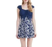 Wantdo Traje de Baño de Una Pieza para Mujer Talla Grande con Falda Cover Up Control Traje de Baño Bañador Verano Conjunto de Bikini Vestido para Playa Mar Piscina Azul Oscuro 56-58