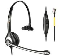 Wantek Auriculares de teléfono con micrófono con cancelación de Ruido, Mono RJ9 Auriculares de Oficina compatibles con Yealink T21P T23G T41S T46S T48S Avaya 1608 9608 9611G Grandstream GXP1620 2160