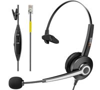 Wantek Auriculares de teléfono con micrófono de reducción de Ruido, RJ9 Oficina Teléfono Auriculares Compatible con Avaya Voip Teléfono Grandstream Cisco Panasonic