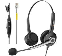 Wantek Auriculares de teléfono con micrófono de reducción de ruido, RJ9 Oficina Teléfono Auriculares Compatible con Avaya Voip Teléfono Grandstream Cisco Panasonic