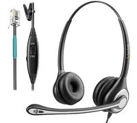Wantek Auriculares de teléfono con micrófono RJ9 con Cable, cancelación de Ruido, Auriculares de línea Fija para Plantronics Polycom Avaya Yealink Call Center Home Office Desk Teléfonos IP