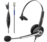 Wantek Auriculares de teléfono RJ9 monoaurale con micrófono de cancelación Ruido, Auriculares Cable para Cisco 7940 7942 7960 7971 Office IP teléfono Plantronics M10 M12 M22 Amplificadore