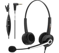 Wantek Auriculares Teléfono Fijo Inalámbrico 2,5 mm Dual, Micrófono con Cancelación de Ruido, Cascos con Control de Volumen para Gigaset Panasonic Grandstream Teléfonos DECT