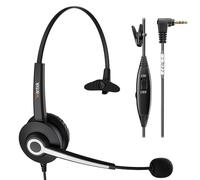 Wantek Auriculares Teléfono Fijo Inalámbrico 2,5 mm Dual, Micrófono con Cancelación de Ruido, Cascos con Control de Volumen para Gigaset Panasonic Grandstream Teléfonos DECT