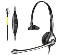 Wantek Auriculares Teléfono Fijo RJ9 Monoaural, Micrófono con Cancelación de Ruido, Cascos con Control de Volumen para Yealink Avaya Cisco Grandstream Snom Teléfonos IP(F600Y1)