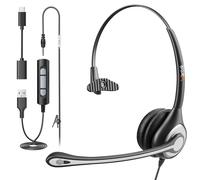 Wantek Auriculares USB con micrófono para PC portátil, 3,5 mm/USB/conector tipo C 3 en 1 con cancelación de ruido y controles de audio, auriculares de equipo para oficina, centro de llamadas, trabajo