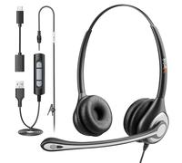 Wantek Auriculares USB con micrófono para PC Portátil, 3.5mm/USB/Tipo-C Jack 3 en 1 Auriculares con cancelación de Ruido y Controles de Audio, para Equipos de Oficina y Call Center, Binaural