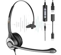 Wantek tiene Auriculares de micrófono 601F, 3,5 mm/USB/Tipo-C Auriculares de Tres en uno con función de reducción de Ruido de micrófono, Adecuado para computadoras, tabletas teléfonos Inteligentes