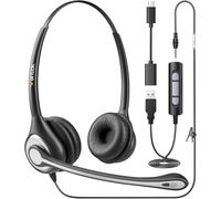 Wantek USB Auriculares con Micrófono pc para Oficina/Zoom/Skype/Laptop/Centro de Llamadas/Equipos/Ordenador Personal