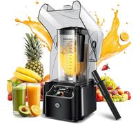 WantJoin Licuadora profesional comercial con escudo silencioso de 2200 W Industries fuerte y silencioso de grado profesional, autolimpieza, color negro (negro)