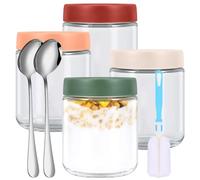 Wantli 4 Piezas 500 ml Tarros de Avena Durante la Noch, Tarros de Cristal con Tapa, Frascos de Vidrio Yogurtera Hermeticos Cocina para Mermelada Avena Alimentos en Escabeche
