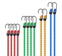 Wantli Juego de 12 Cuerdas Elásticas con Gancho, 4 Tamaños Color Correas elásticas,cinturón de tensión para Lonas, Portaequipajes, Coches, Bicicletas, y asegurar la Carga
