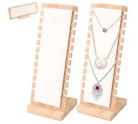 WANTOUTH 2 PCS Expositor de Collares de Madera de 12 Ranuras, Soporte de Exhibición de la Joyería, Organizador de Cadenas y Collares con Superficie de Terciopelo, Soporte para Colgar Collares Pulsera