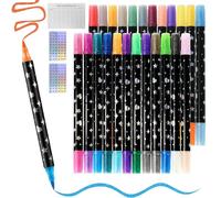 WANTOUTH Rotuladores de Doble Punta de 48 Colores, 24 PCS Rotuladores Purpurina Lettering, RotuladoresMarcadores para Metal, Rotulador Metálico de Colores para Scrapbooking Pintura y Escritura