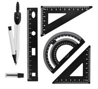 WANTOUTH Set de Geometría Juego de Geometría Escolar con Kit de Regla de Escala Triangular de Aluminio Juego de Compases Dibujo Tecnico con Minas de Lápiz Juego de Compas Profesional para Dibujar