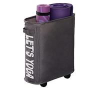 Wanwanzi Estante de almacenamiento para esterilla de yoga, gris oscuro, gran capacidad, diseño ingenioso, a prueba de polvo y resistente al agua, ruedas más seguras para esterillas de yoga, pesas