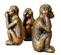 Wanwanzi Juego de 3 estatuas de monos sabios - Hear No Evil See No Evil Speak No Evil Not Evil - Figuras de mono de resina para decoración de oficina y hogar - Opción de regalo memorable -