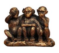 Wanwanzi Juego de 3 estatuas de monos sabios - Mono de resina recubierto de bronce 3 en 1 - Hear No Evil See No Evil Speak No Evil - Figuras de mono para decoración de oficina y hogar - Opción de