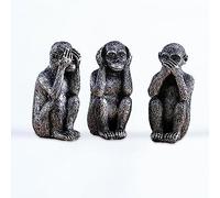 Wanwanzi Juego de estatua de mono de 3 sabios - Hear No Evil Speak No Evil - Figuras de Monkey de Resina para la Oficina y la Decoración del Hogar - Opción de regalo inolvidable - Revestimiento