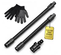 WANWEN 1/2 Flexible Shaft Extension Extender Torque Socket Ratchet Spanners Electric Wrench Connecting Rod, 360° Flex Reach Extensions Bar for Tight Spaces, Portable Auto Repair Tool (B*250+350mm)