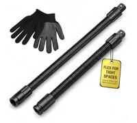 WANWEN 1/2 Flexible Shaft Extension Extender Torque Socket Ratchet Spanners Electric Wrench Connecting Rod, 360° Flex Reach Extensions Bar for Tight Spaces, Portable Auto Repair Tool (A*250+350mm)