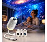 WANWEN 2-in-1 Galaxy Projector Night Light, Multifunctional Portable Starry Sky Night Light Projector with HD Films,360° Rotating USB Powered LED for Car and Bedroom Decoration (Con 3 Pellicole)