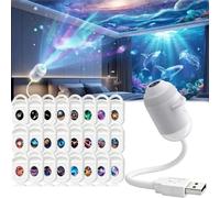 WANWEN 2-in-1 Galaxy Projector Night Light, Multifunctional Portable Starry Sky Night Light Projector with HD Films,360° Rotating USB Powered LED for Car and Bedroom Decoration (Con 24 Pellicole)