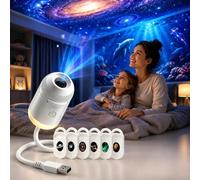 WANWEN 2-in-1 Galaxy Projector Night Light, Multifunctional Portable Starry Sky Night Light Projector with HD Films,360° Rotating USB Powered LED for Car and Bedroom Decoration (Con 6 Pellicole)