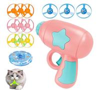 WANWEN 2026 New Cat Toy Disc Launcher, Interactive Cat Fetch Toy Launcher, Colorful Propellers for Gato and Small Dogs, Indoor & Outdoor Chasing Play (Pink)