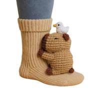 WANWEN 3D Knit Animal Socks, Cute Plush Funny Animal Hug Socks, Hand Crocheted Soft Warm Comfortable Breathable Long Stockings, Novelty Christmas Gifts, Antislip (K)