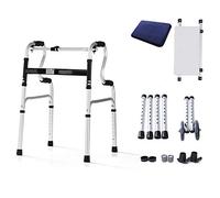WANWEN Andador, Andador con Ruedas de Aluminio para Silla de Ruedas eléctrica con Asiento, Andador con Ruedas de Movilidad Plegable con Ruedas de 6 Pulgadas, Plateado Little Surprise