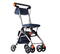 WANWEN Andador, Andador con Ruedas de Cuatro Ruedas con Frenos de Cable Ruedas giratorias Asiento y Respaldo Acolchados Marco de Aluminio Plegable Ligero Frenos bloqueables Ayuda para Caminar Little