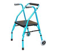 WANWEN Andador, Andador con Ruedas Plegable Ligero Marco de Aluminio con Ruedas de 6 Pulgadas Asiento y Brazos Ajustables, Azul Little Surprise