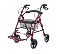 WANWEN Andador, Andador eléctrico para Silla de Ruedas con Asiento, Andador rodante de aleación de Aluminio con Ruedas de 8 Pulgadas, soporta hasta 350 Libras, Andador médico, borgoña Little Surprise