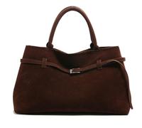 WANWEN Bolso de Serraje Marrón Mujer Ante, Bolso Bandolera de Ante, Women's Suede Tote Bag, Large Capacity Top Handle Bag, Bolso Tote Ante, Gran Capacidad, Ligero y de Inspiración Vintage