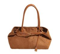 WANWEN Bolso Tote de Ante, Bolso Grande de Ante, Faux Suede Hobo Bags Vegan Leather Shoulder Bag Tote for Women, Perfecto para La Universidad, La Escuela, El Trabajo y Los Viajes (Amarillo)