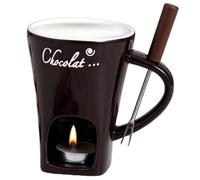 WANWEN Chocolate Fondue Mug, Personal Chocolate Fondue Mugs with Forks, Mugs Set Personal Fondue Pot Chocolate, Cheese Butter Chocolate Melting Fondue Mug (Coffee)