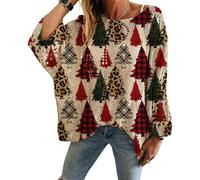 WANWEN Christmas Crochet Sweater Women Tree Knit Pullover Xmas Holiday Sweaters Loose Batwing Jumpers Cute Graphic Crochet Hollow out Drop Shoulder Pullover (A,XL)