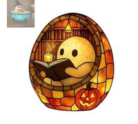 WANWEN Cute Ghost Reading Book Lamp, Ghost Bubble Bath Lamp, Halloween Ghost Night Light, Pumpkin Ghost Reading Book Lamp, Halloween Indoor Decorations for Desk, Table, Shelf, Fireplace (Book lamp)