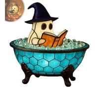 WANWEN Cute Ghost Reading Book Lamp, Ghost Bubble Bath Lamp, Halloween Ghost Night Light, Pumpkin Ghost Reading Book Lamp, Halloween Indoor Decorations for Desk, Table, Shelf, Fireplace (Bath lamp)