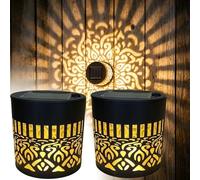 WANWEN Decorative Solar Mandala Lights, Metal Solar Powered Outdoor Waterproof Deck Step Wall Lights, Mandala Theme Waterproof Fence Light for Garden Post Patio Backyard Decor