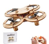 WANWEN DIY Wooden Drone Kit, DIY Wooden Assembly RC Drone Kit, Aircraft RC Quadcopter with Remote Control, 4-Axis Flight Educational Stem Building Toy, Creative Aircraft Science Model (1set)