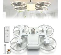 WANWEN Drone-Style LED Ceiling Fan Light, 3 Adjustable Color Modes, E27 Lamp Socket, Remote Control, Extension Rod, Drone Style Light Fan, Drone Fan Light for Bedroom, Living Room, Office (white)