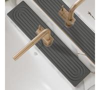 WANWEN Instant Drying Stone, Stone Faucet Mat for Kitchen Sink, Sink Drying Stone, Stone Drying Mat for Bathroom, Instant Drying Stone for Kitchen Sink, Sink Splash Guard (Dark Gary,M)