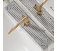 WANWEN Instant Drying Stone, Stone Faucet Mat for Kitchen Sink, Sink Drying Stone, Stone Drying Mat for Bathroom, Instant Drying Stone for Kitchen Sink, Sink Splash Guard (Gray,M)