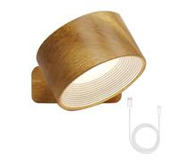 WANWEN Lights of Sweden Wall Lights, Rechargeable Wall Mounted Sconces, Led Wall Sconce, Wall Mounted Lamp with 2000 mah Battery, for Bedroom, Bathroom, Living Room, Kitchen (1*WOODEN)