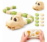 WANWEN Magnetic Snake Game Toy Eating Itself, Remote Control Eating Snake Toys with Sound & Light, Fun Interactive Parent-Child Competitive Game Race Car Toy for Kids Boys Girls (Beige*A)